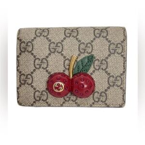 Gucci Supreme Beige and Red Cherry Wallet EUC